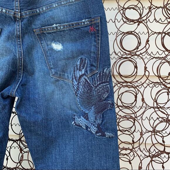 Miss Me Vintage Boyfriend Fit Eagle Jeans distressed ankle Size 26 - Picture 4 of 7